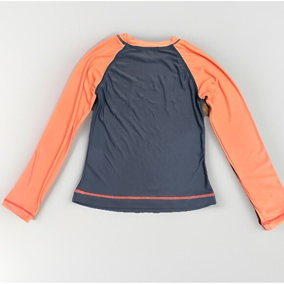 Hanna Andersson Size 5 100 Camp LS Screenprint Rash Guard Foggy Blue Feathers - Picture 2 of 8